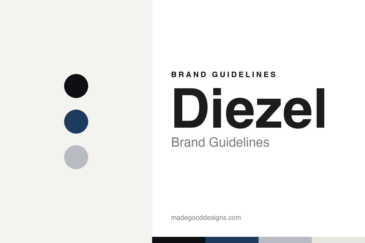 Diezel brand guidelines — abstract colour discs and material texture (original homage; not a Diezel product or logo)