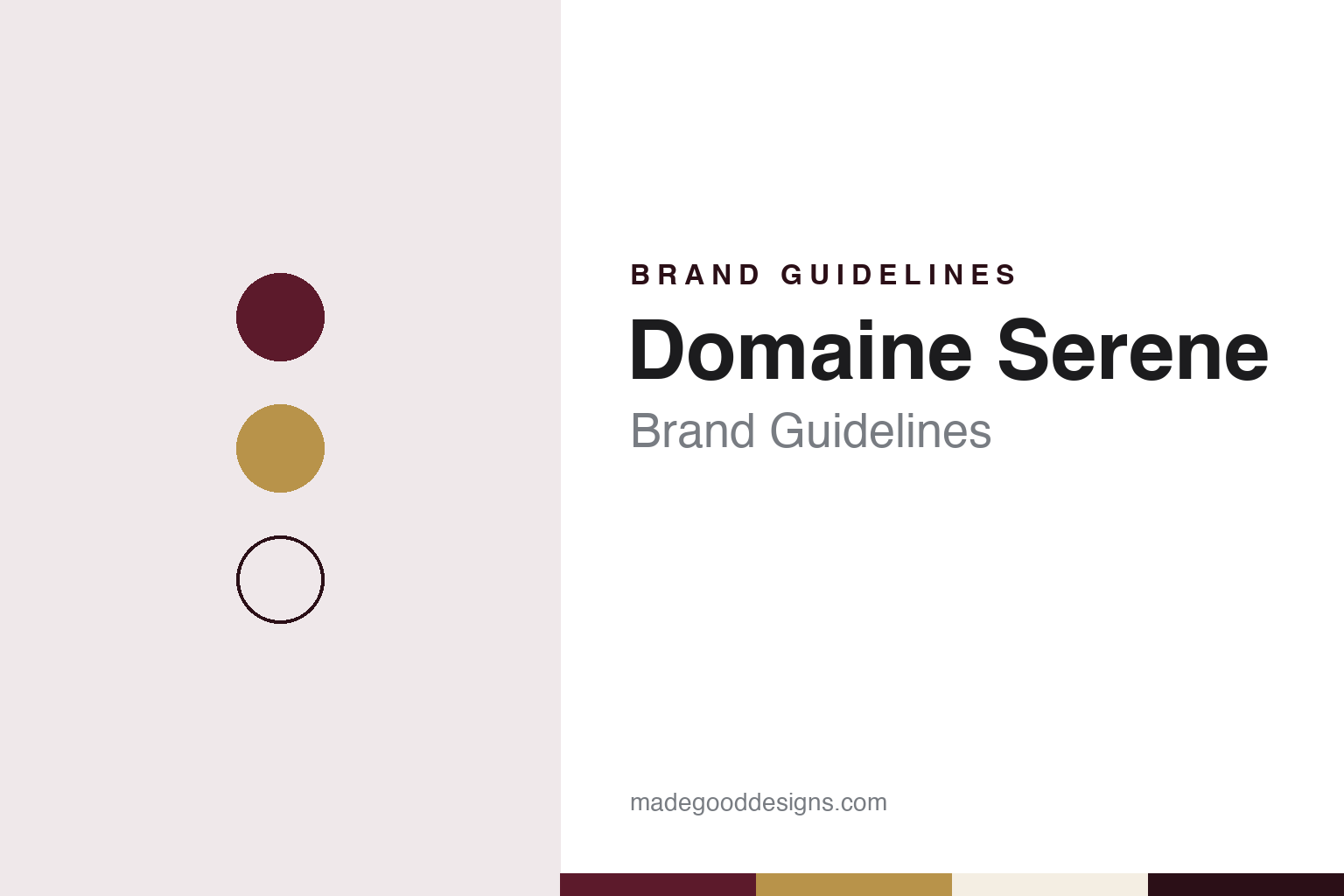 Domaine Serene brand guidelines — abstract colour discs and material texture (original homage; not a Domaine Serene product or logo)