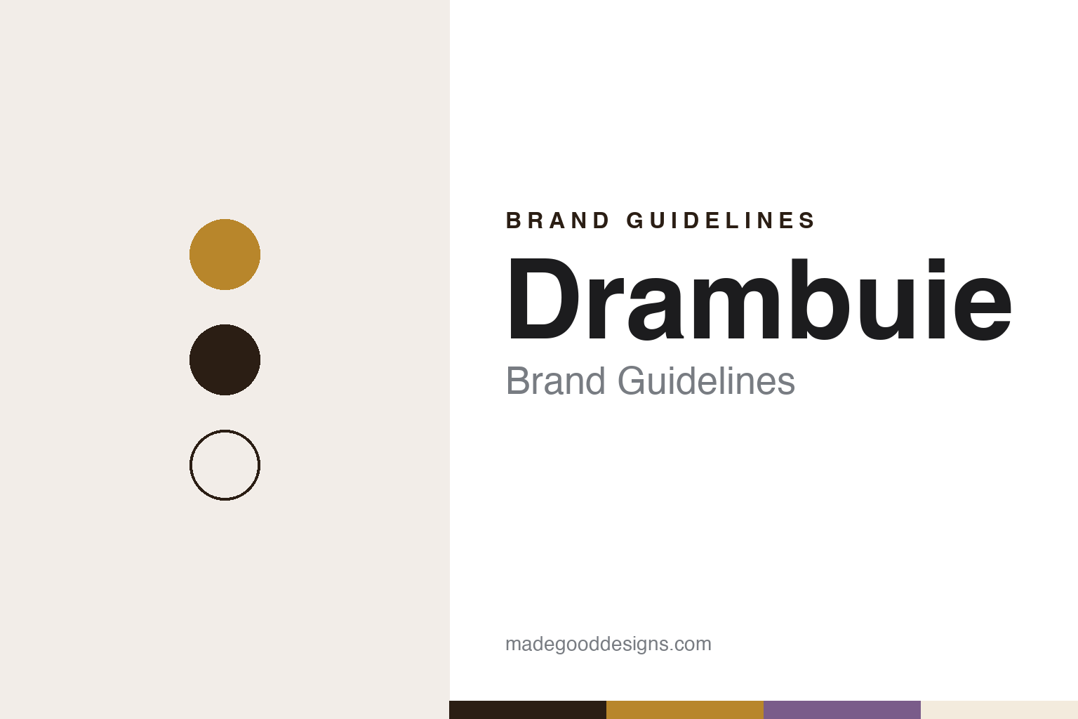 Drambuie brand guidelines — abstract colour discs and material texture (original homage; not a Drambuie product or logo)