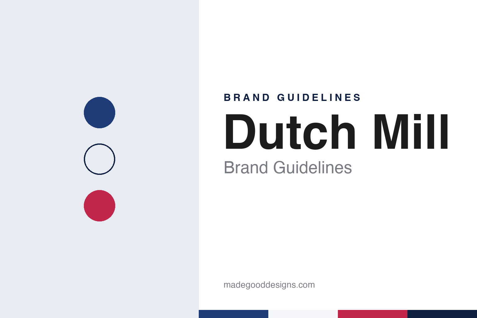 Dutch Mill brand guidelines — abstract colour discs and material texture (original homage; not a Dutch Mill product or logo)
