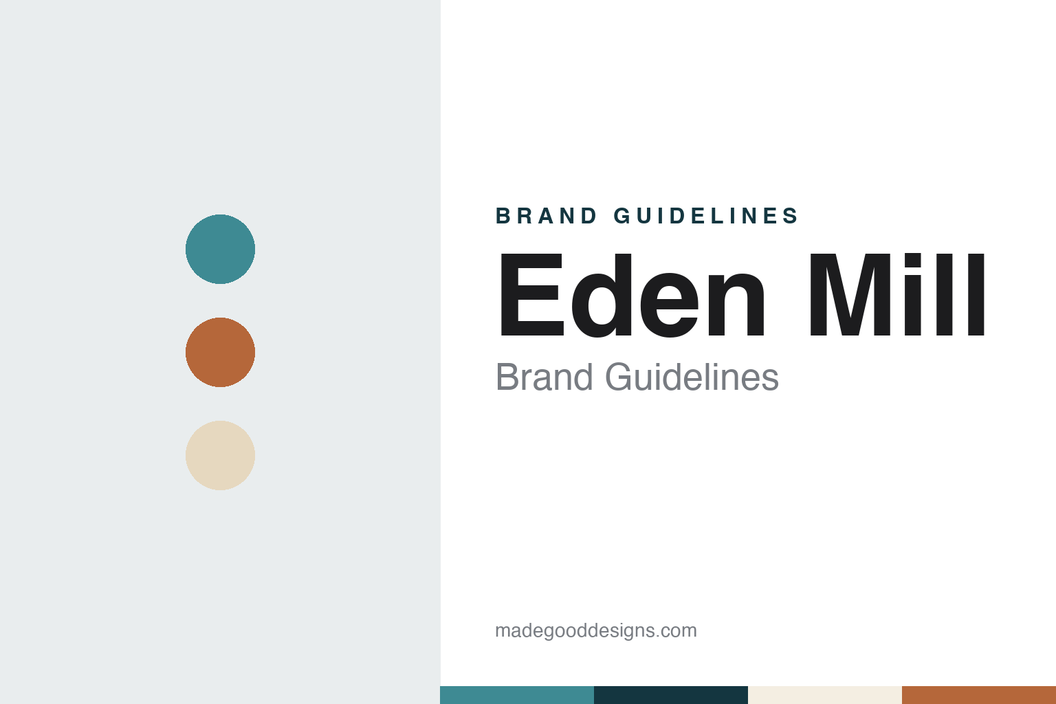 Eden Mill brand guidelines — abstract colour discs and material texture (original homage; not a Eden Mill product or logo)