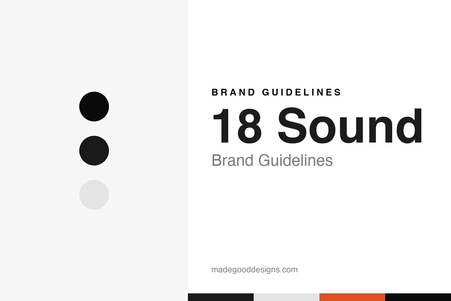 Eighteen Sound brand guidelines — abstract colour discs and material texture (original homage; not a Eighteen Sound product or logo)