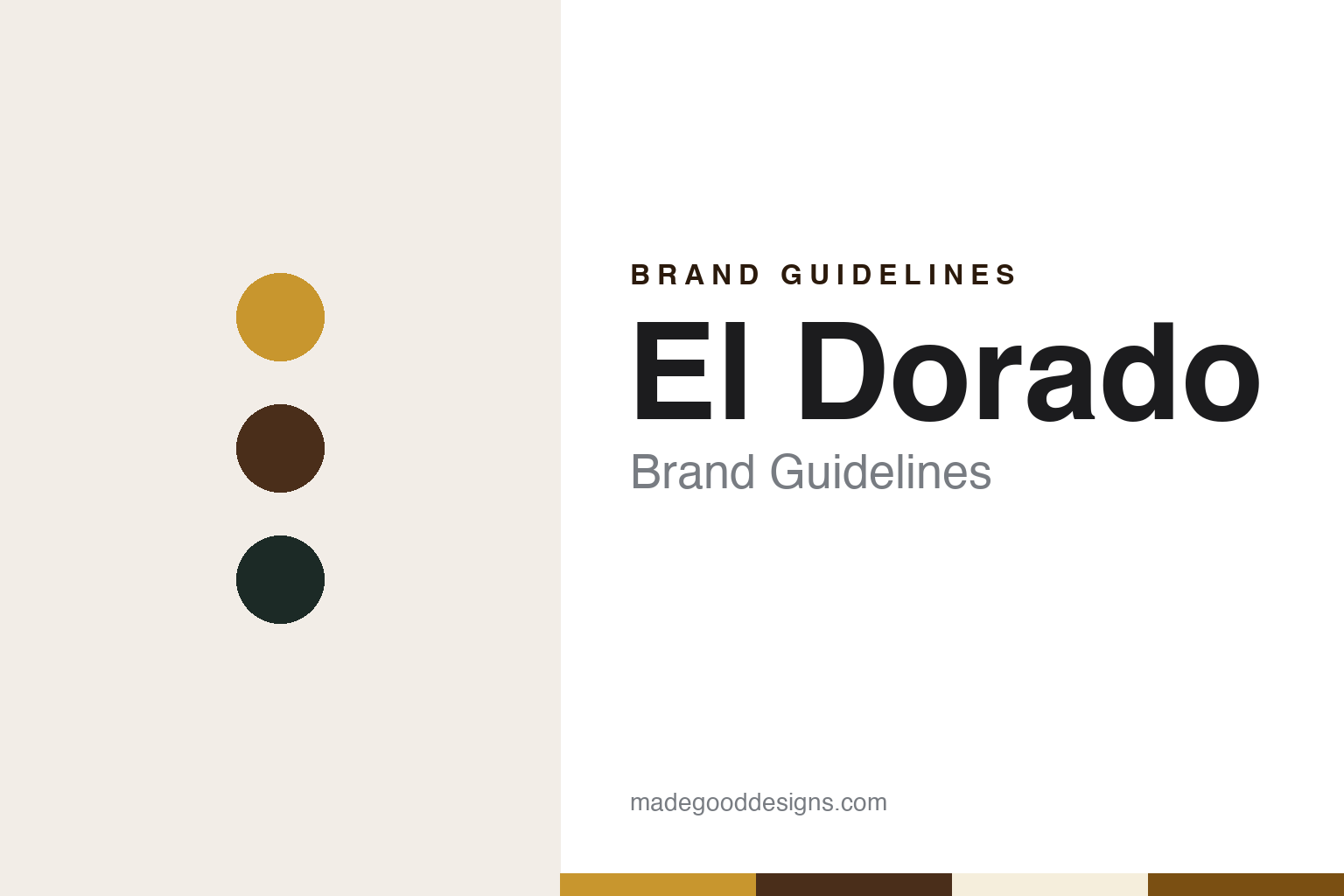 El Dorado brand guidelines — abstract colour discs and material texture (original homage; not a El Dorado product or logo)