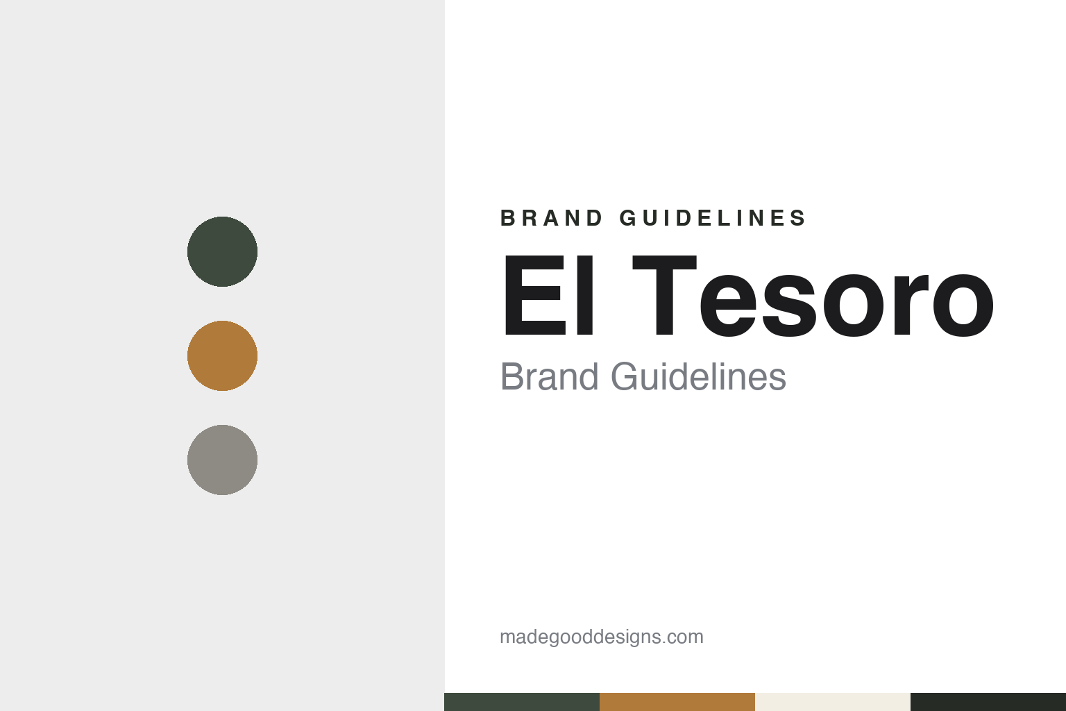 El Tesoro brand guidelines — abstract colour discs and material texture (original homage; not a El Tesoro product or logo)