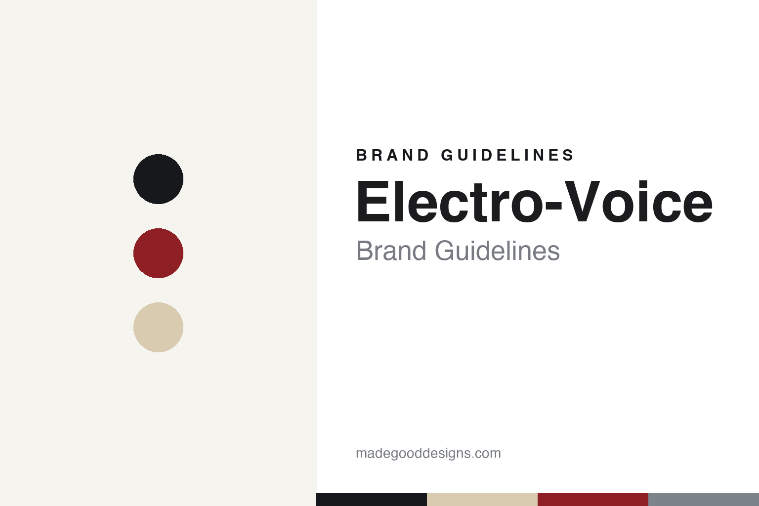 Electro-Voice brand guidelines — abstract colour discs and material texture (original homage; not a Electro-Voice product or logo)