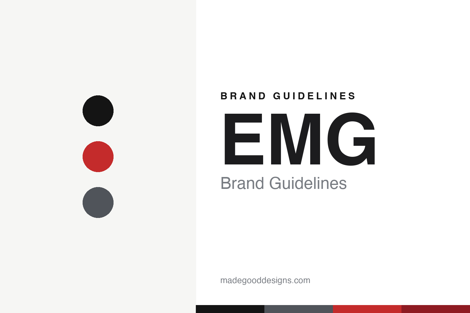 EMG brand guidelines — abstract colour discs and material texture (original homage; not a EMG product or logo)