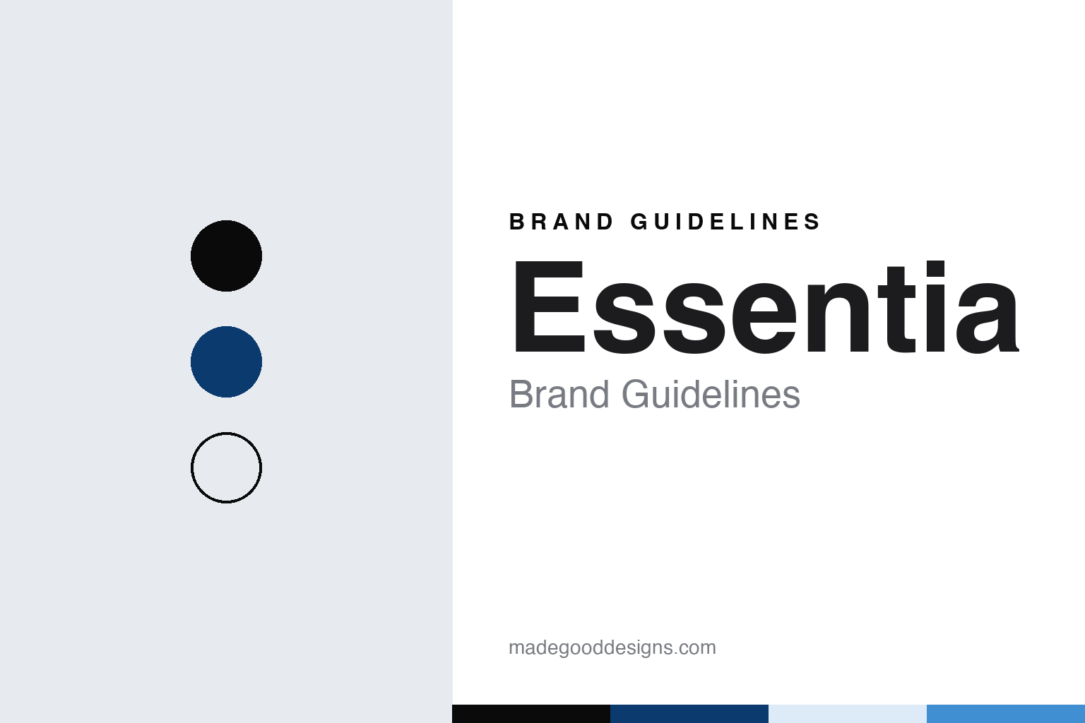 Essentia brand guidelines — abstract colour discs and material texture (original homage; not a Essentia product or logo)