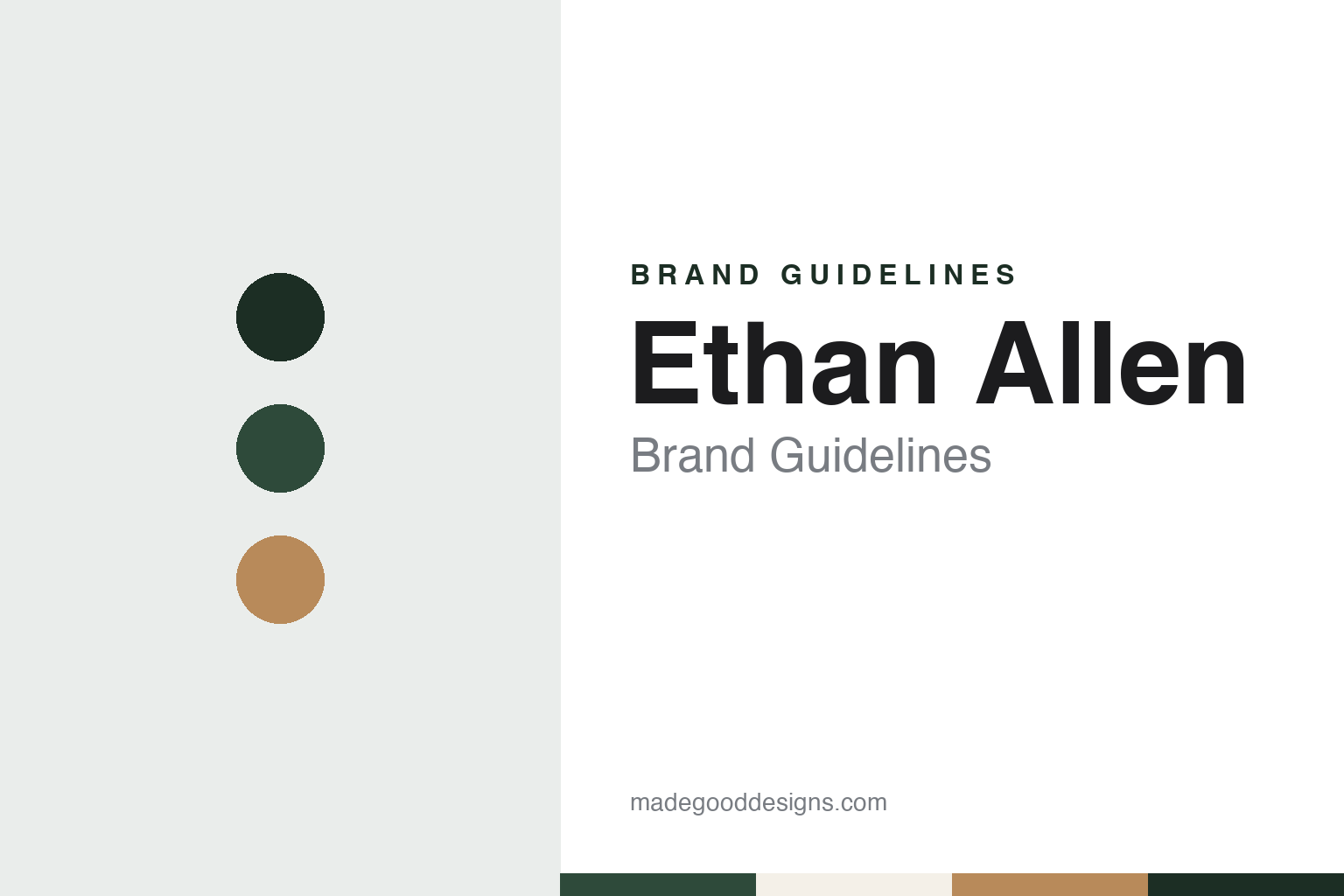 Ethan Allen brand guidelines — abstract colour discs and material texture (original homage; not a Ethan Allen product or logo)