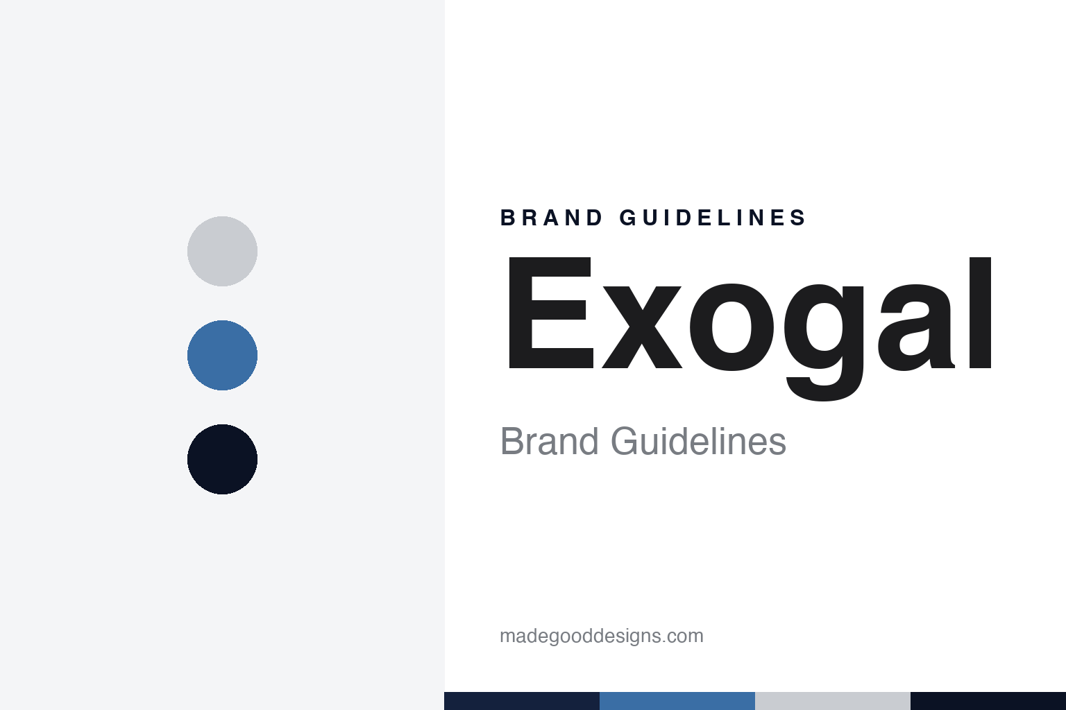 Exogal brand guidelines — abstract colour discs and material texture (original homage; not a Exogal product or logo)