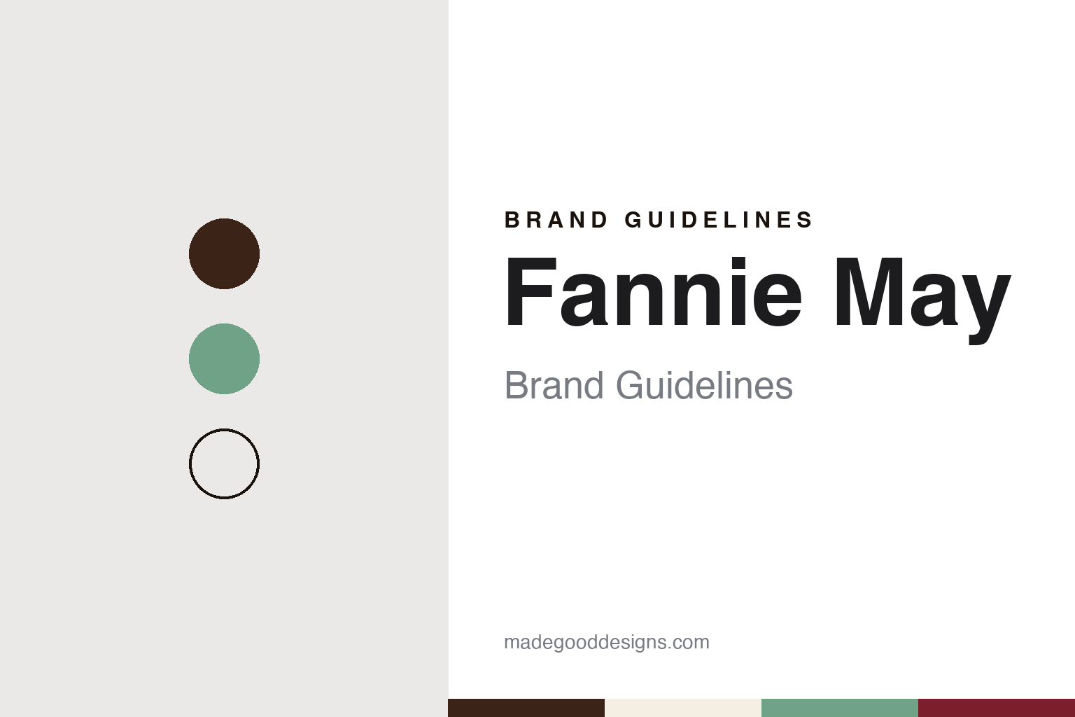 Fannie May brand guidelines — abstract colour discs and material texture (original homage; not a Fannie May product or logo)