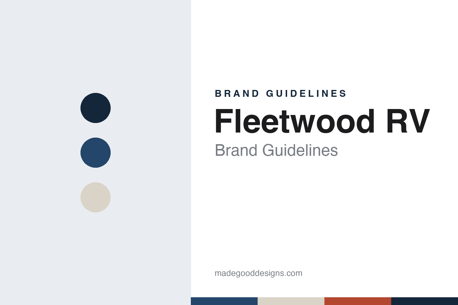 Fleetwood RV brand guidelines — abstract colour discs and material texture (original homage; not a Fleetwood RV product or logo)