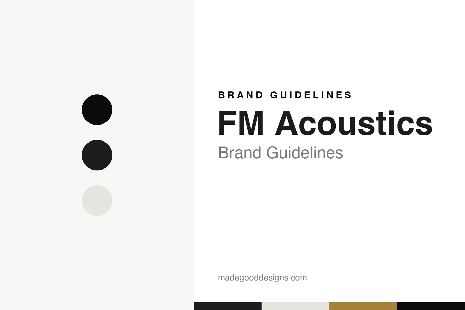FM Acoustics brand guidelines — abstract colour discs and material texture (original homage; not a FM Acoustics product or logo)