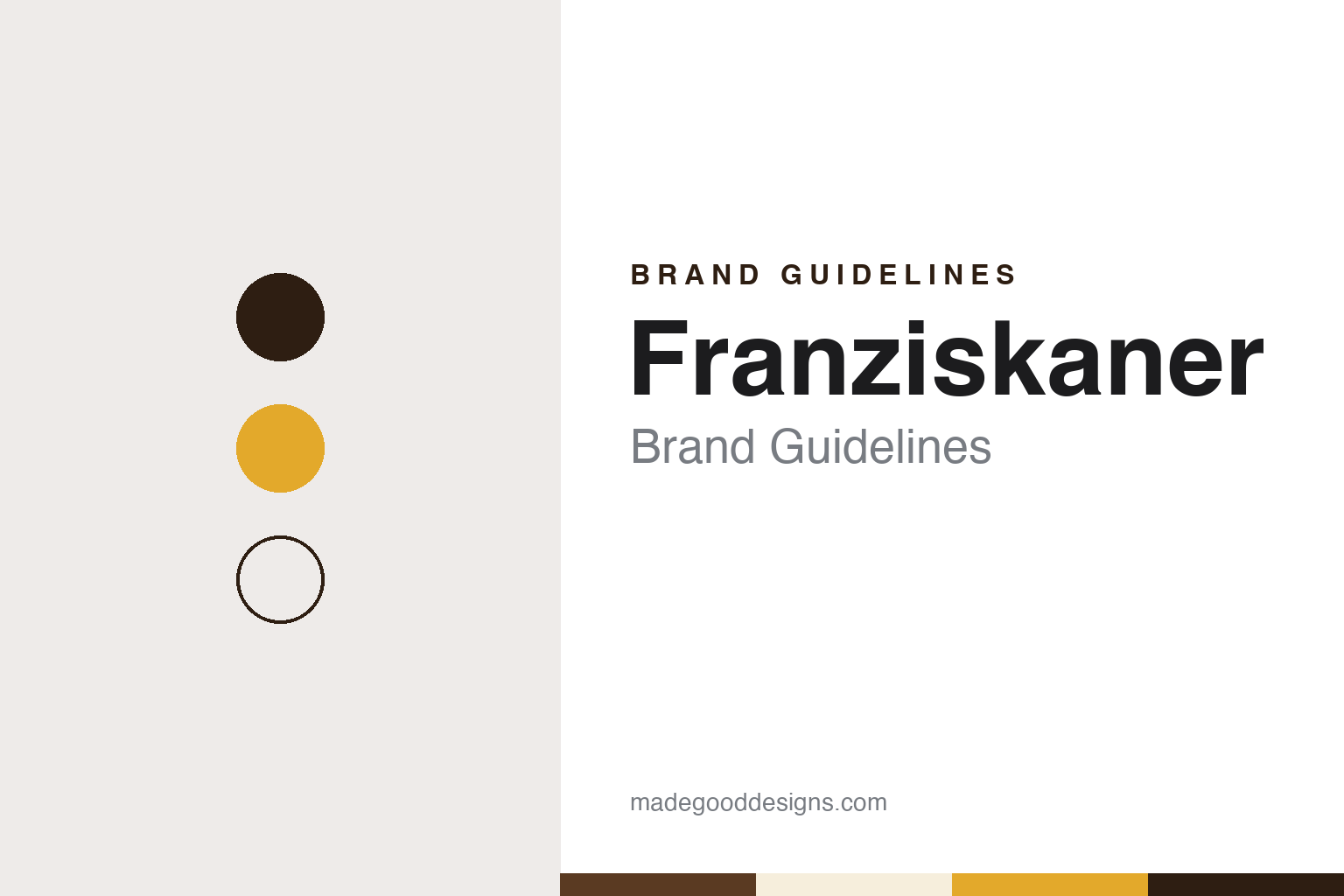 Franziskaner brand guidelines — abstract colour discs and material texture (original homage; not a Franziskaner product or logo)