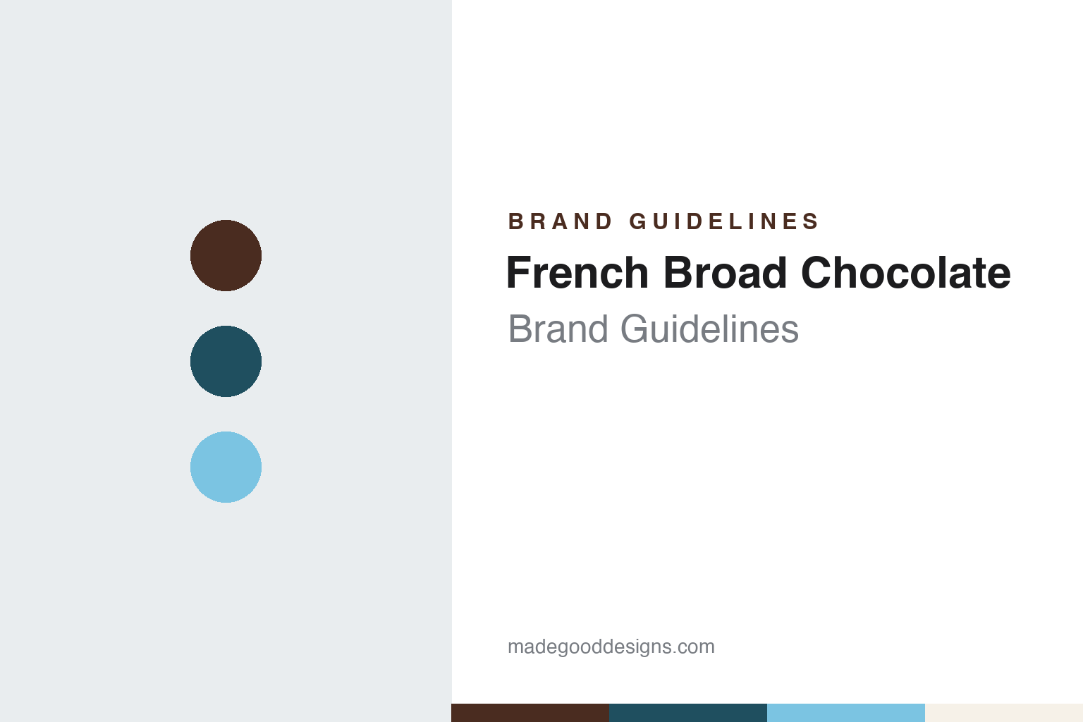 French Broad Chocolate brand guidelines — abstract colour discs and material texture (original homage; not a French Broad Chocolate product or logo)