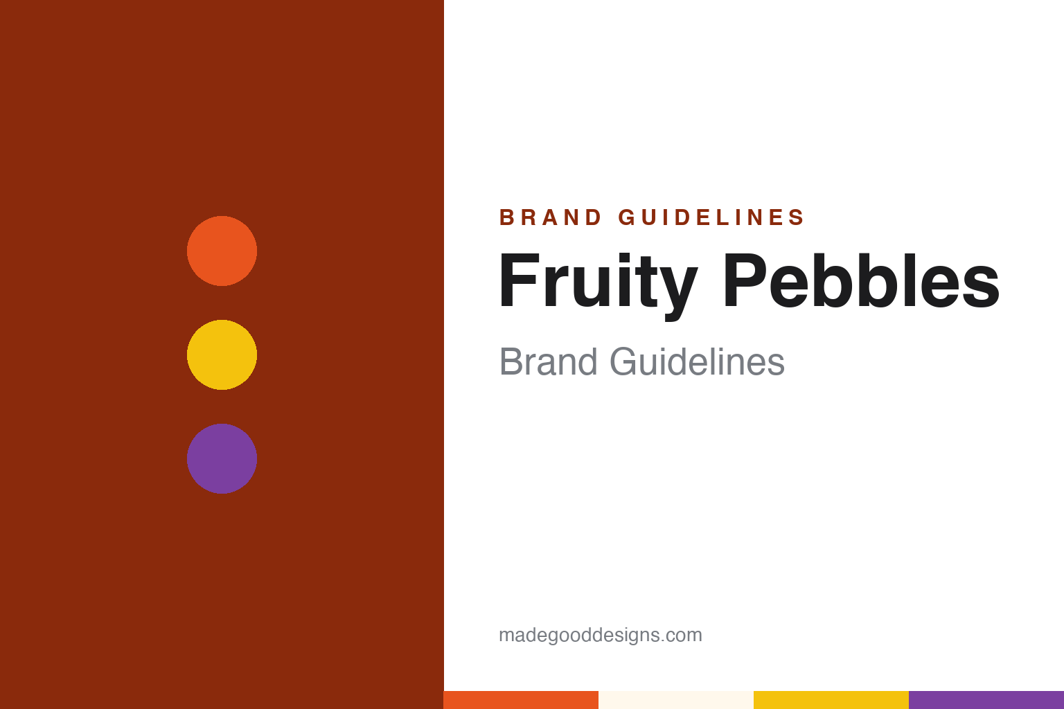 Fruity Pebbles brand guidelines — abstract colour discs and material texture (original homage; not a Fruity Pebbles product or logo)