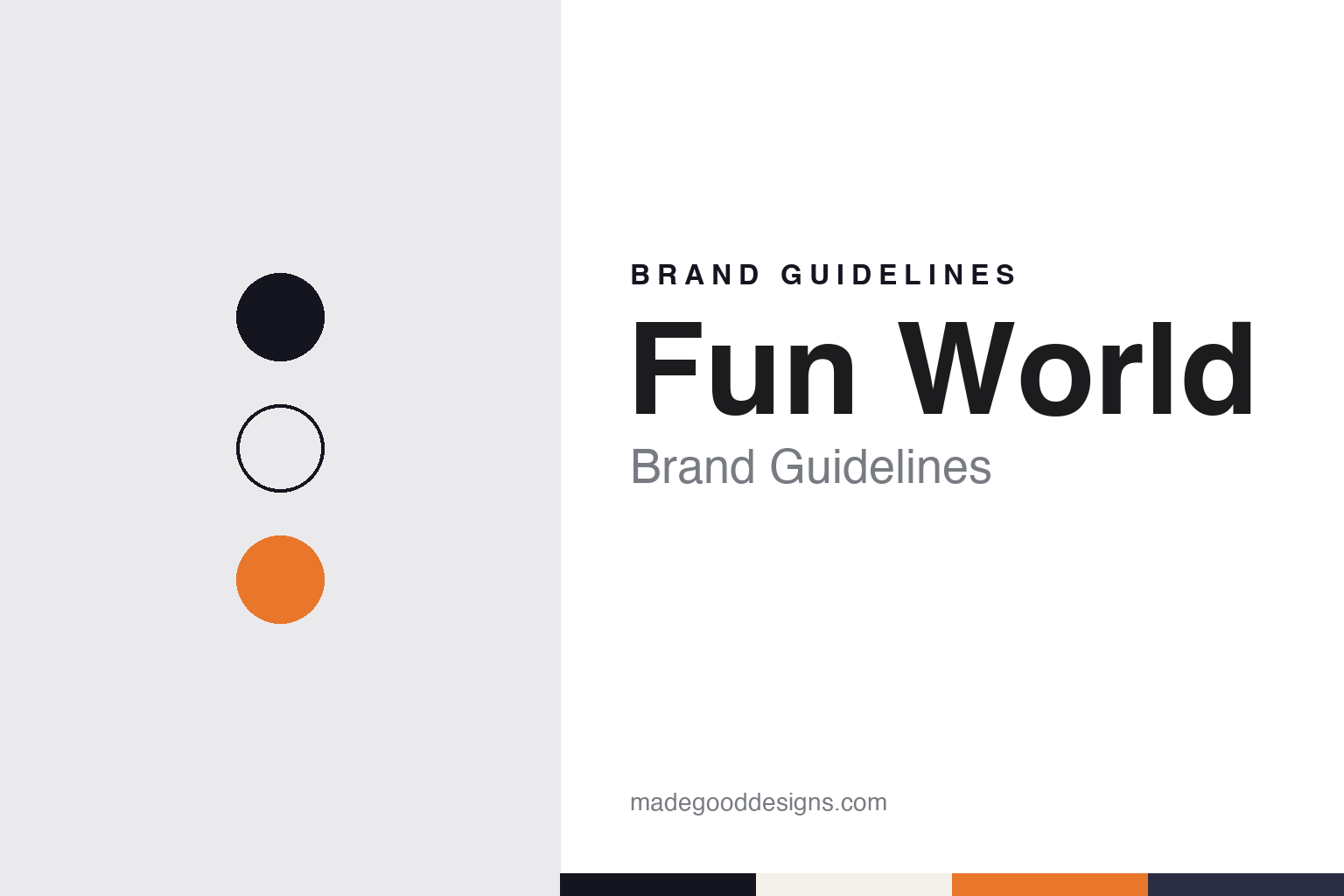 Fun World brand guidelines — abstract colour discs and material texture (original homage; not a Fun World product or logo)