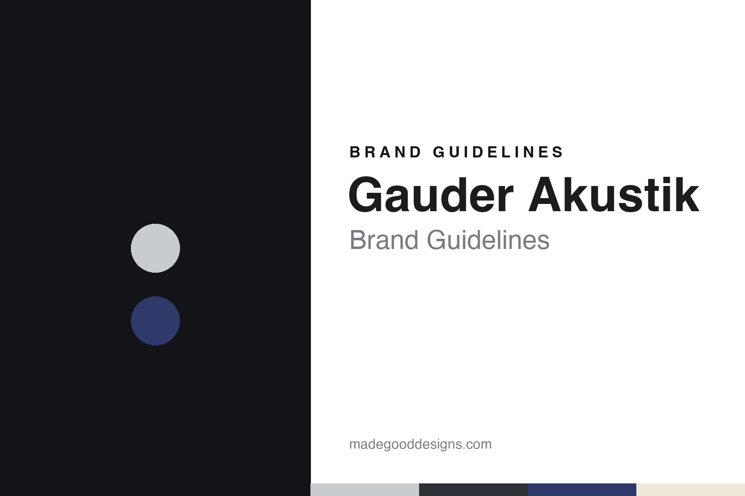 Gauder Akustik brand guidelines — abstract colour discs and material texture (original homage; not a Gauder Akustik product or logo)