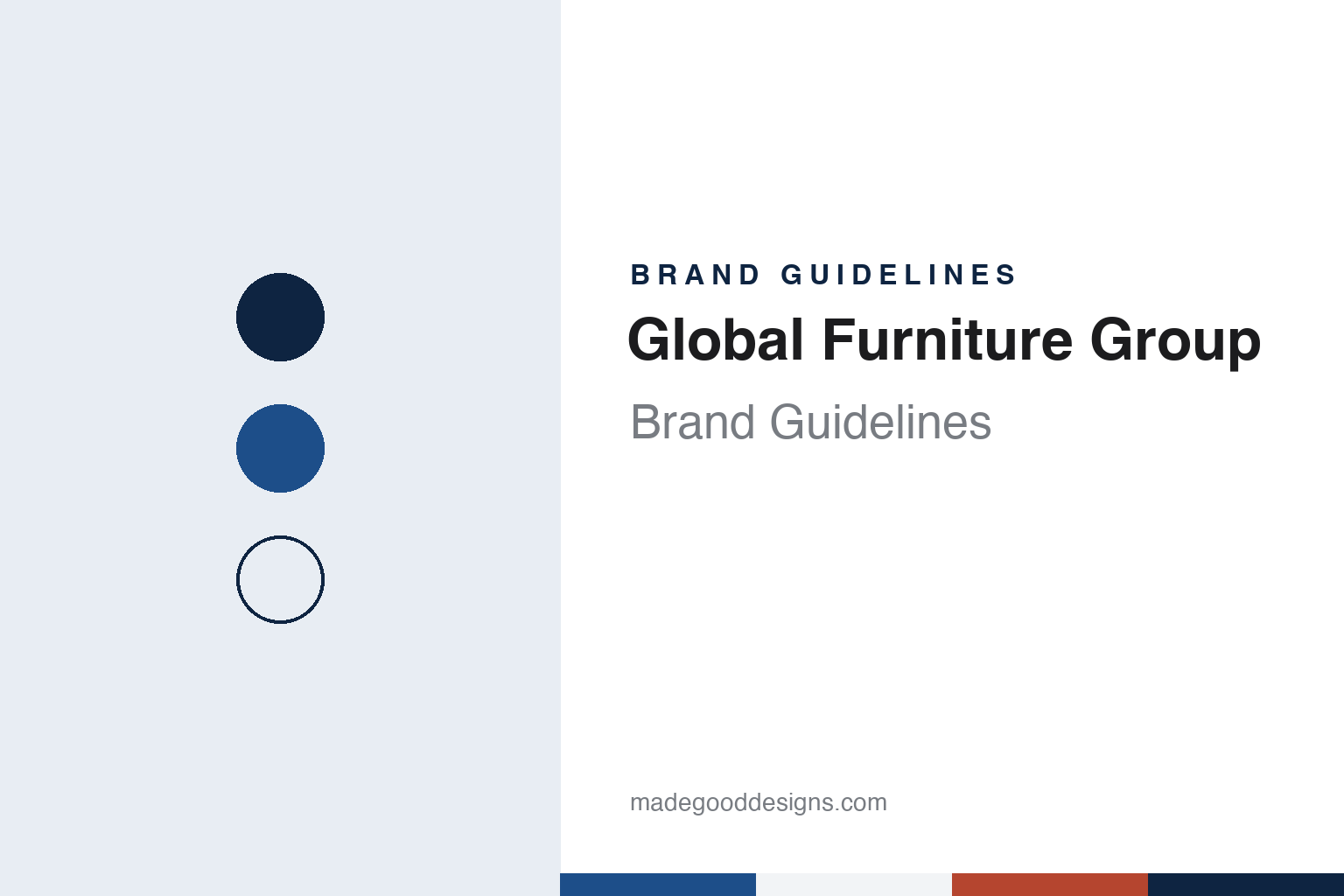 Global Furniture Group brand guidelines — abstract colour discs and material texture (original homage; not a Global Furniture Group product or logo)