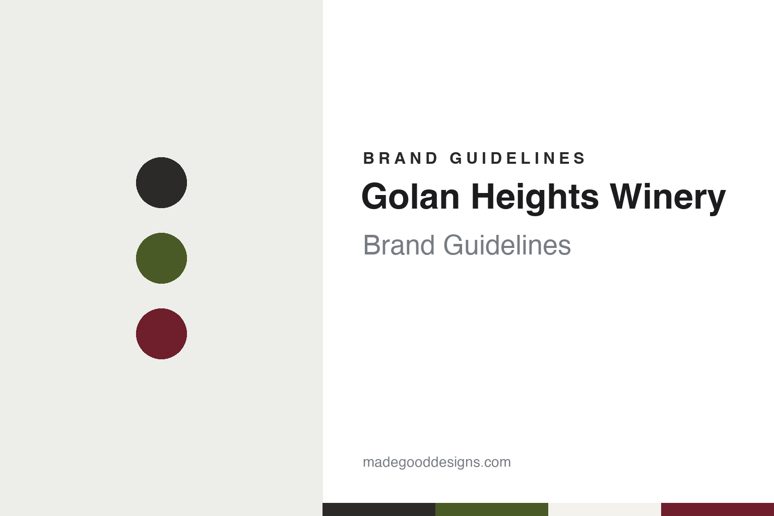 Golan Heights Winery brand guidelines — abstract colour discs and material texture (original homage; not a Golan Heights Winery product or logo)