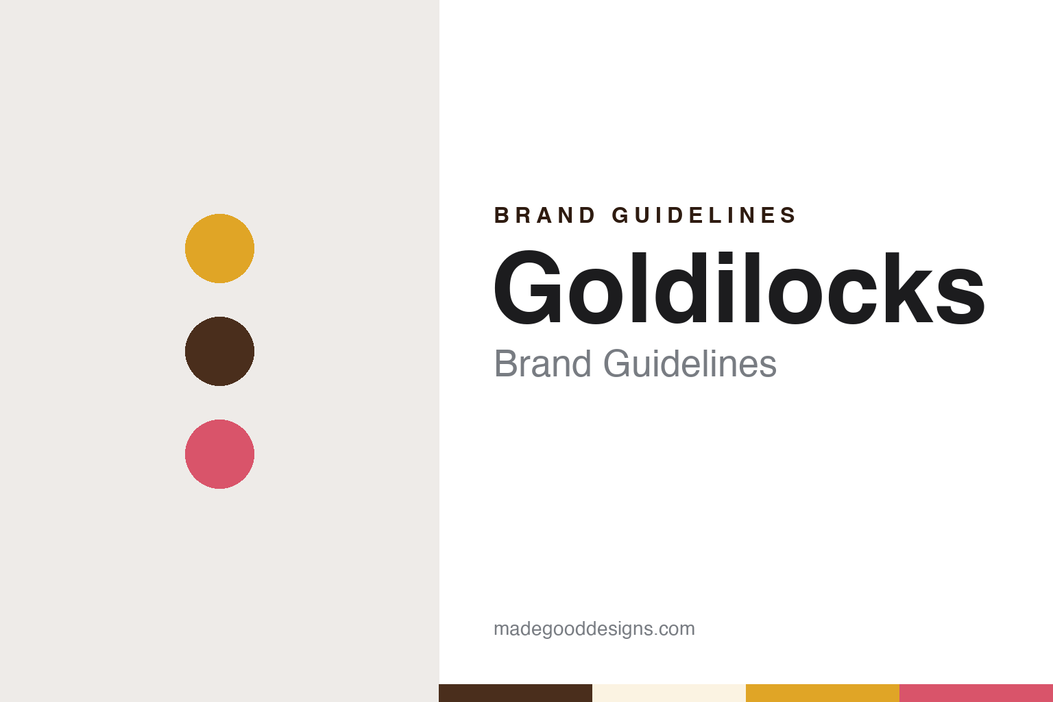 Goldilocks brand guidelines — abstract colour discs and material texture (original homage; not a Goldilocks product or logo)