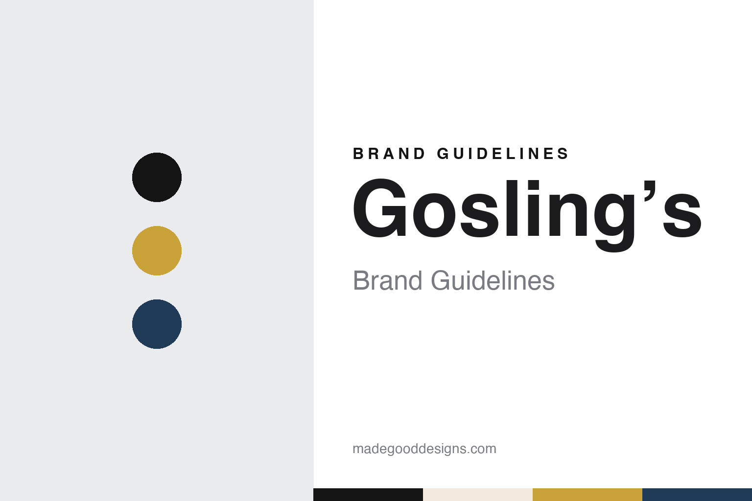 Gosling’s brand guidelines — abstract colour discs and material texture (original homage; not a Gosling’s product or logo)
