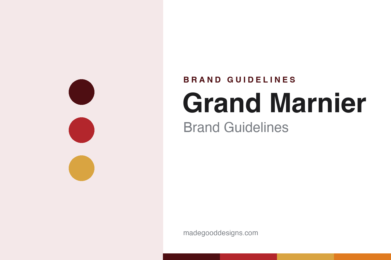 Grand Marnier brand guidelines — abstract colour discs and material texture (original homage; not a Grand Marnier product or logo)