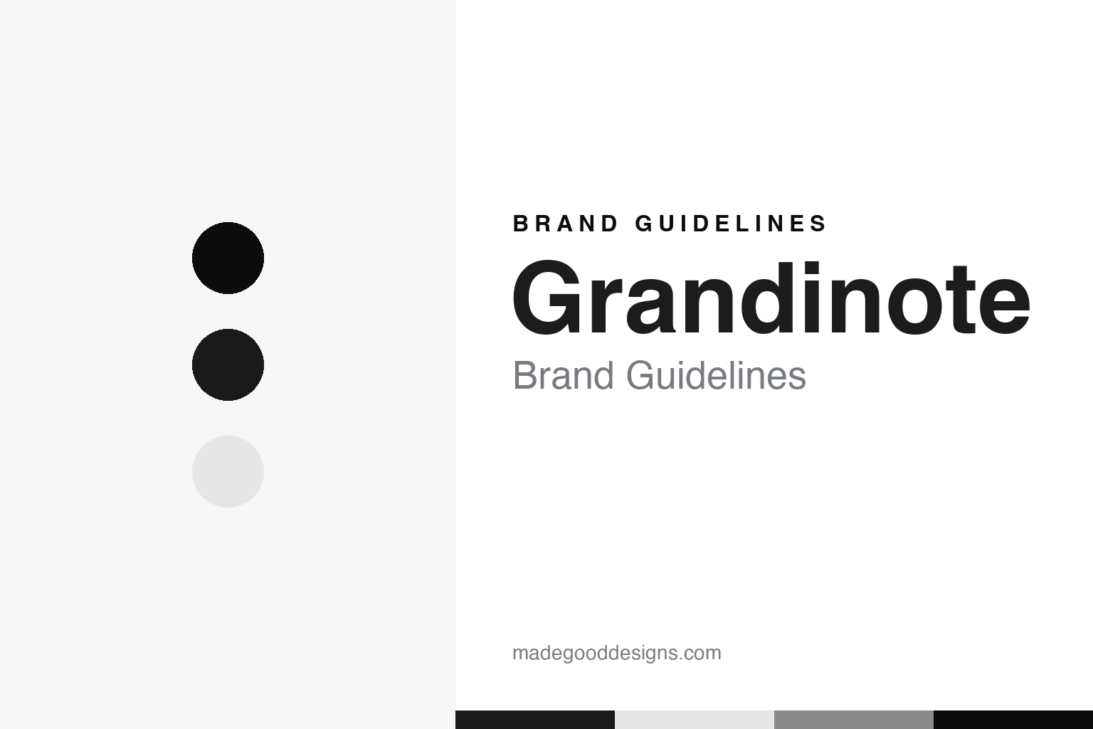 Grandinote brand guidelines — abstract colour discs and material texture (original homage; not a Grandinote product or logo)