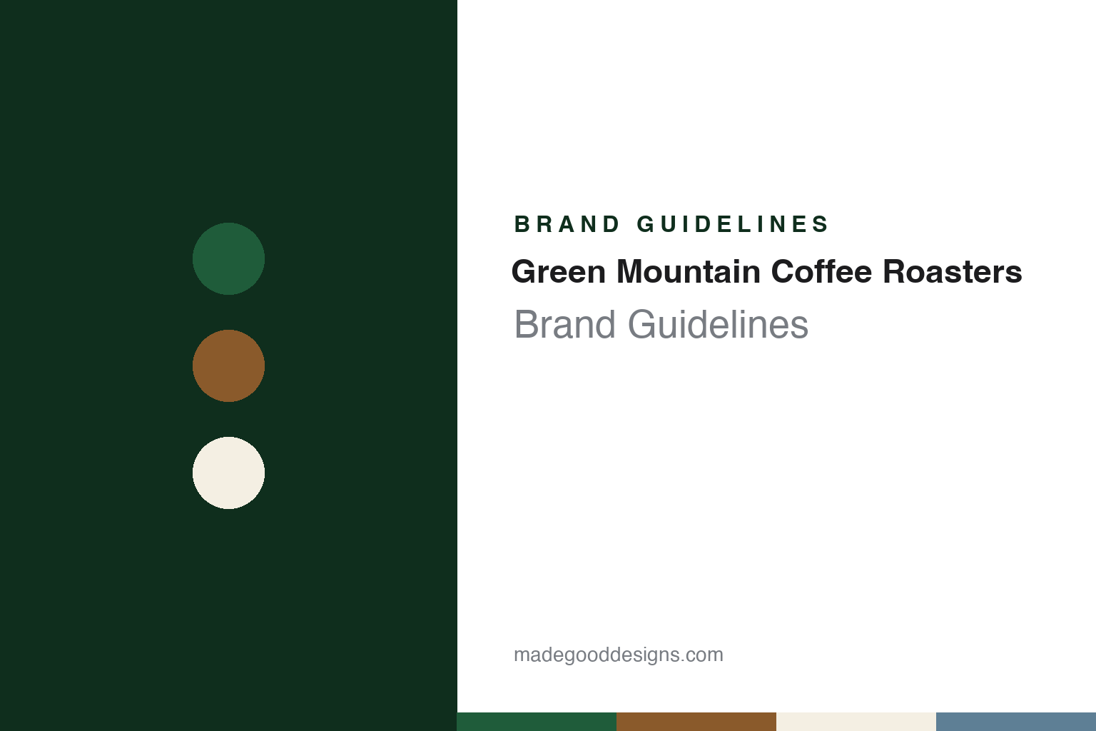 Green Mountain Coffee Roasters brand guidelines — abstract colour discs and material texture (original homage; not a Green Mountain Coffee Roasters product or logo)