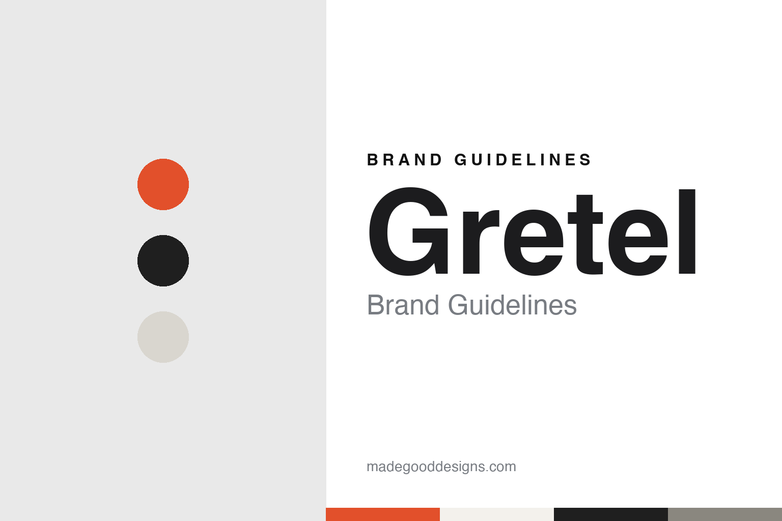 Gretel brand guidelines — abstract colour discs and material texture (original homage; not a Gretel product or logo)