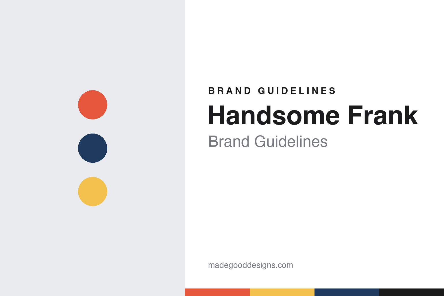 Handsome Frank brand guidelines — abstract colour discs and material texture (original homage; not a Handsome Frank product or logo)