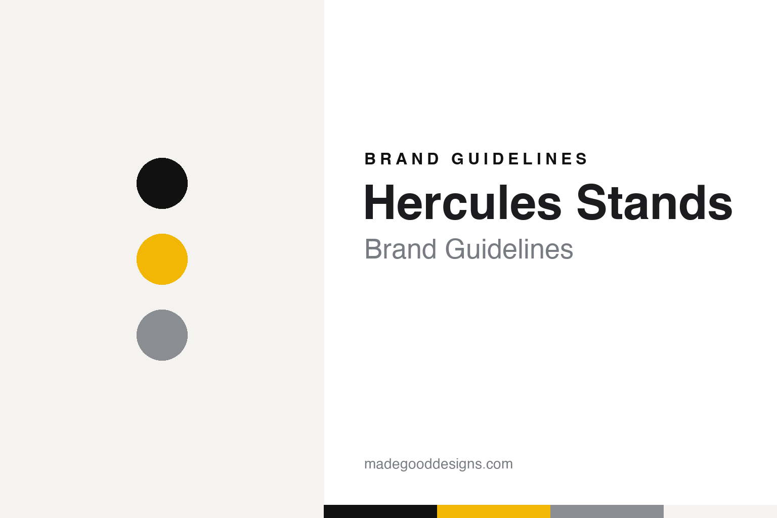 Hercules Stands brand guidelines — abstract colour discs and material texture (original homage; not a Hercules Stands product or logo)