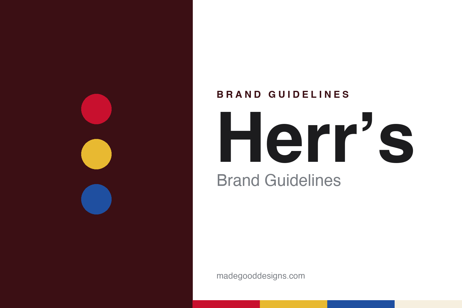 Herr’s brand guidelines — abstract colour discs and material texture (original homage; not a Herr’s product or logo)