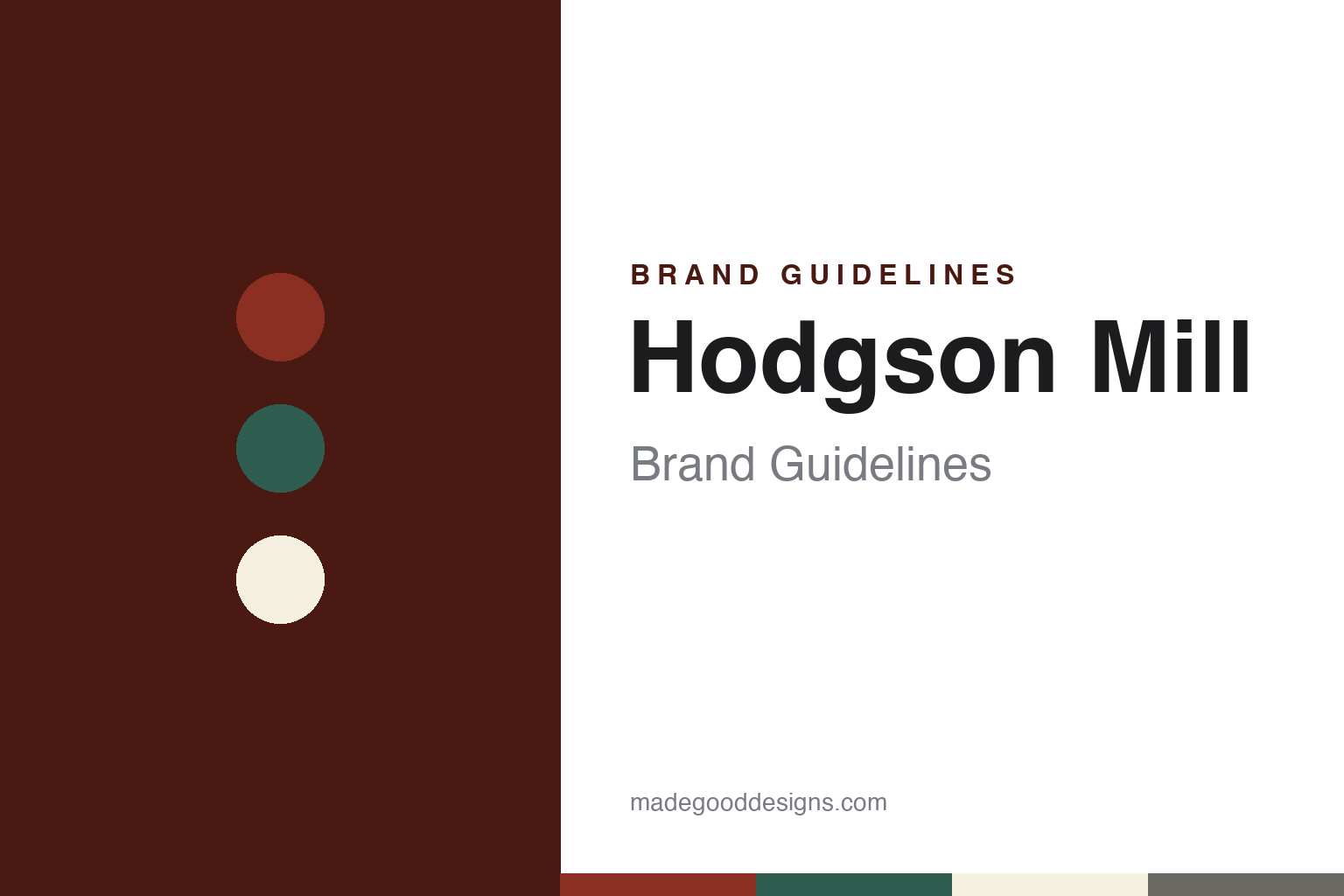 Hodgson Mill brand guidelines — abstract colour discs and material texture (original homage; not a Hodgson Mill product or logo)