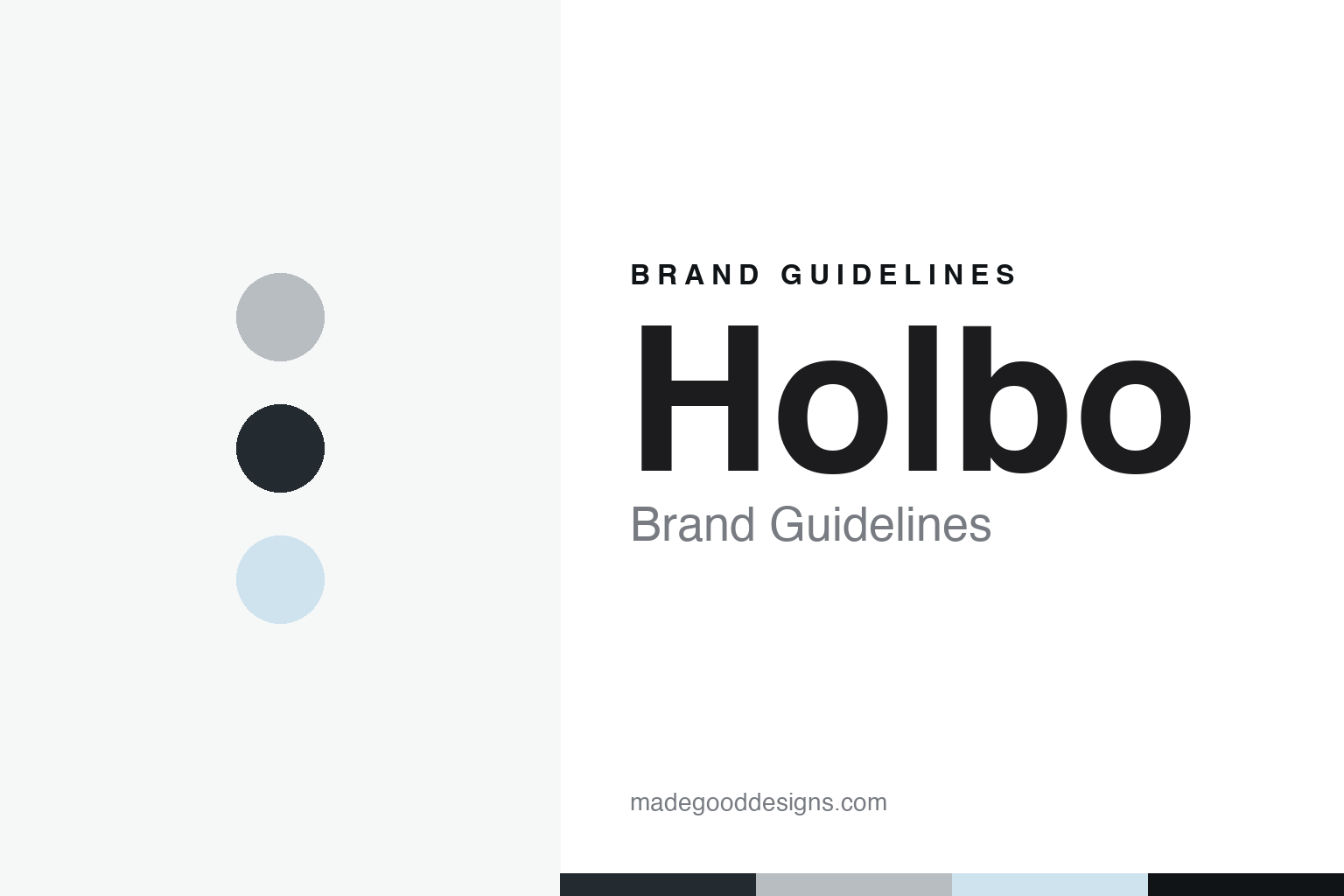 Holbo brand guidelines — abstract colour discs and material texture (original homage; not a Holbo product or logo)