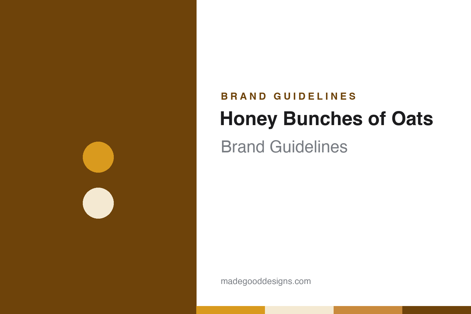 Honey Bunches of Oats brand guidelines — abstract colour discs and material texture (original homage; not a Honey Bunches of Oats product or logo)