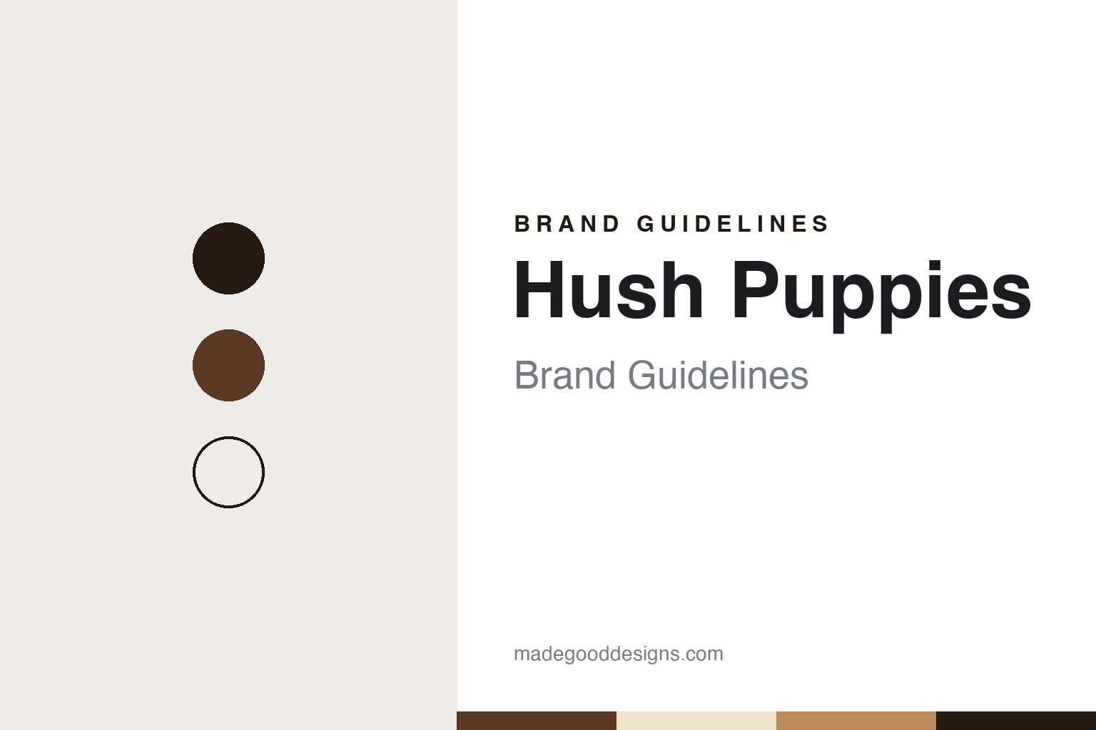 Hush Puppies brand guidelines — abstract colour discs and material texture (original homage; not a Hush Puppies product or logo)