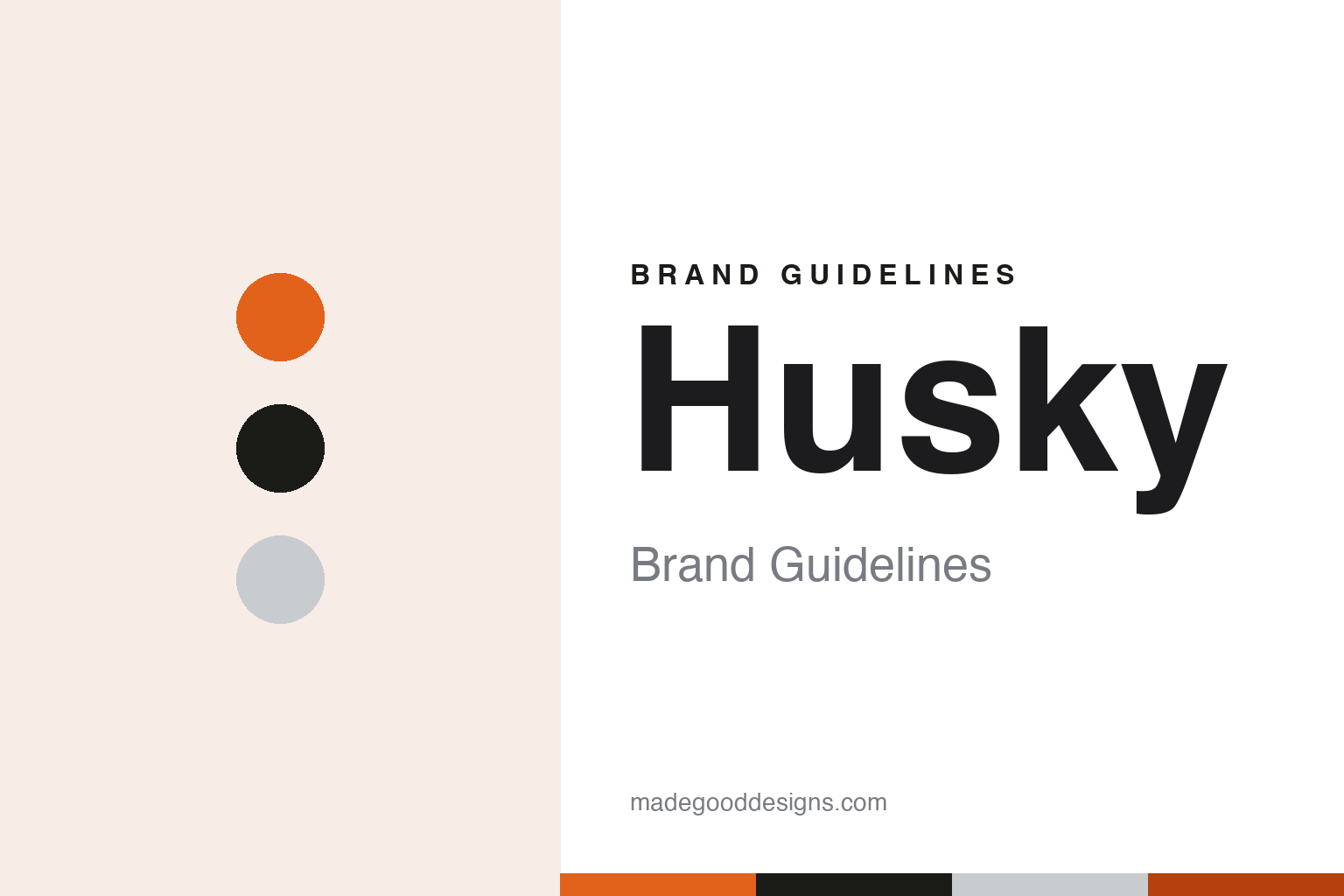 Husky brand guidelines — abstract colour discs and material texture (original homage; not a Husky product or logo)