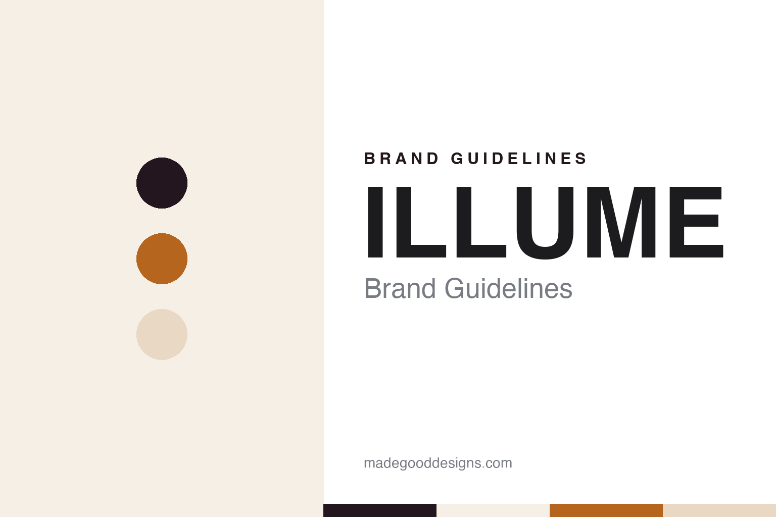 ILLUME brand guidelines — abstract colour discs and material texture (original homage; not a ILLUME product or logo)