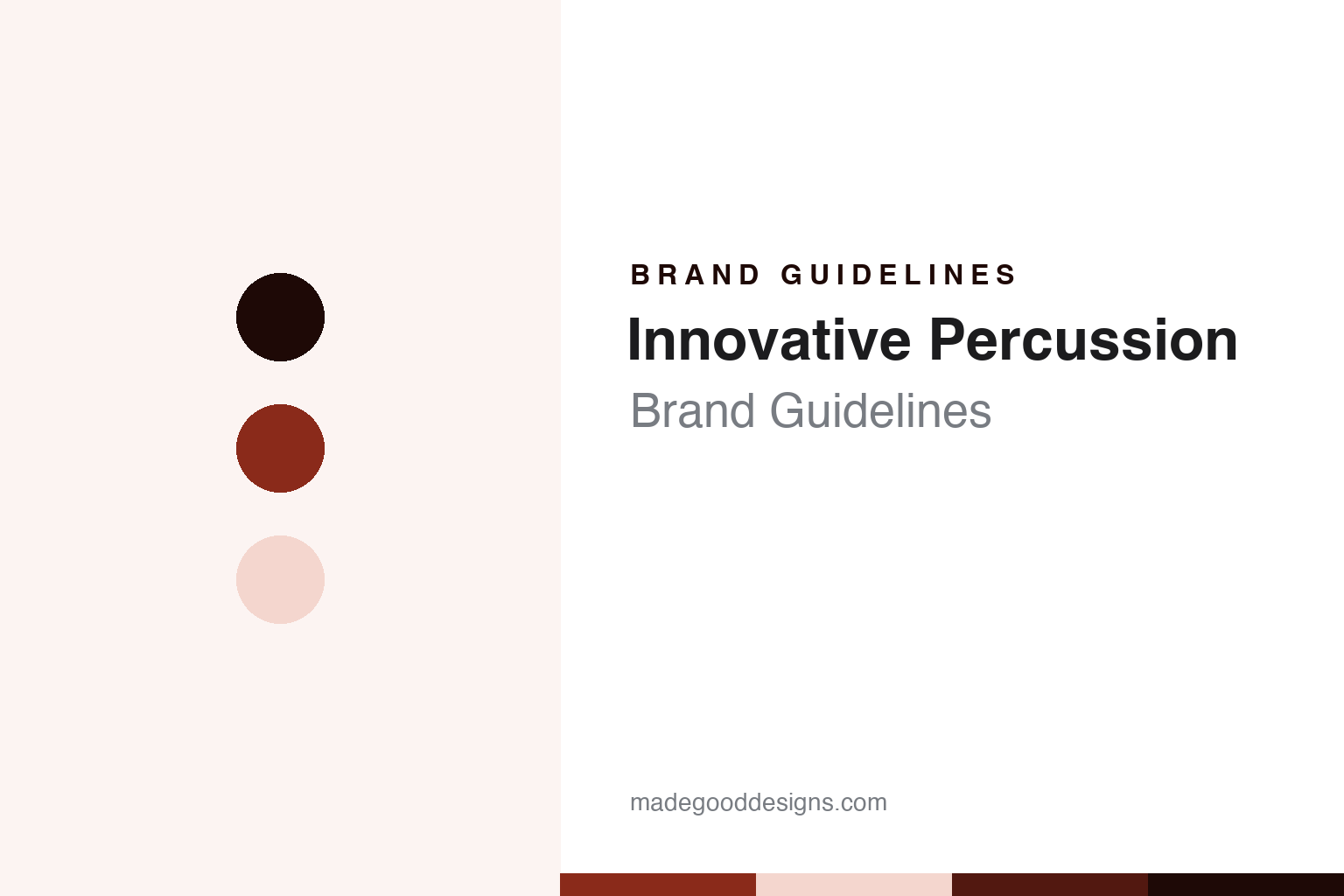 Innovative Percussion brand guidelines — abstract colour discs and material texture (original homage; not a Innovative Percussion product or logo)