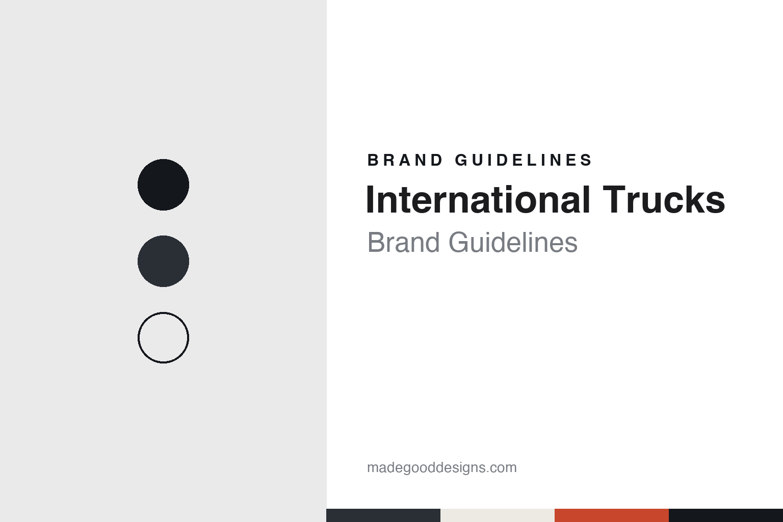International Trucks brand guidelines — abstract colour discs and material texture (original homage; not a International Trucks product or logo)