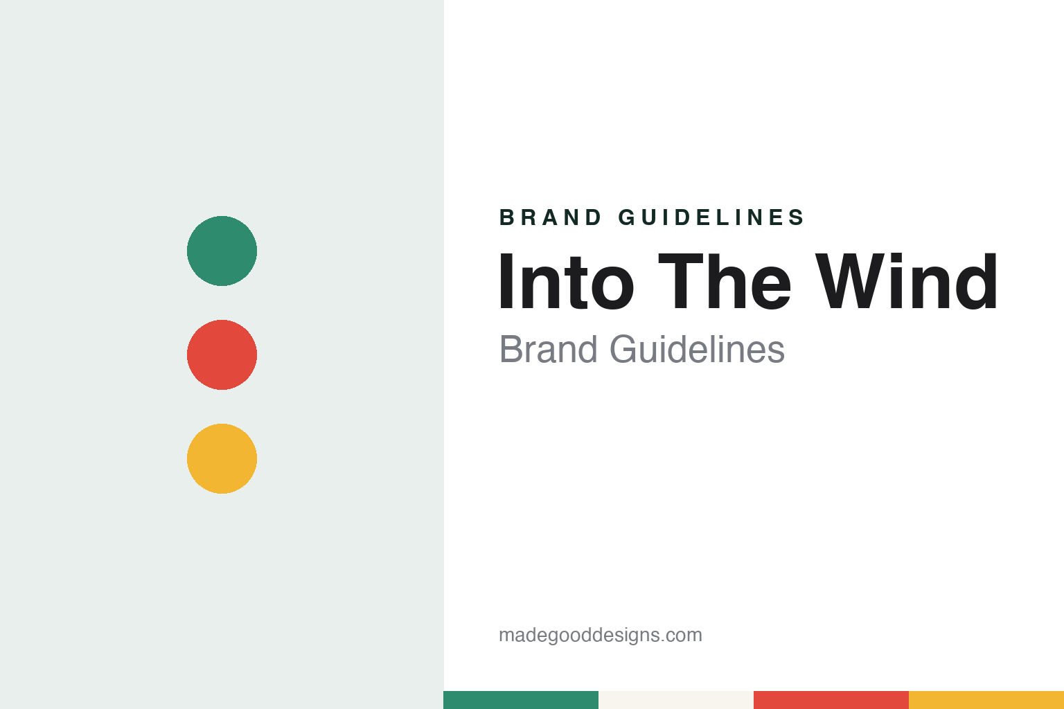 Into The Wind brand guidelines — abstract colour discs and material texture (original homage; not a Into The Wind product or logo)