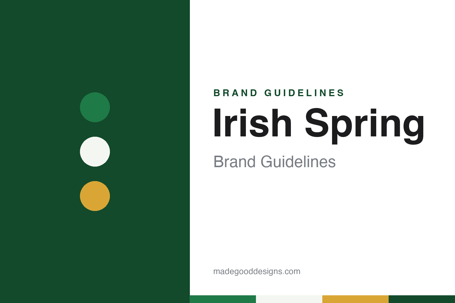 Irish Spring brand guidelines — abstract colour discs and material texture (original homage; not a Irish Spring product or logo)