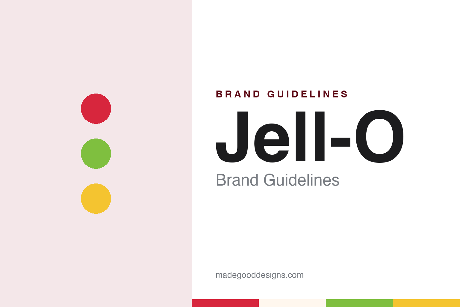 Jell-O brand guidelines — abstract colour discs and material texture (original homage; not a Jell-O product or logo)