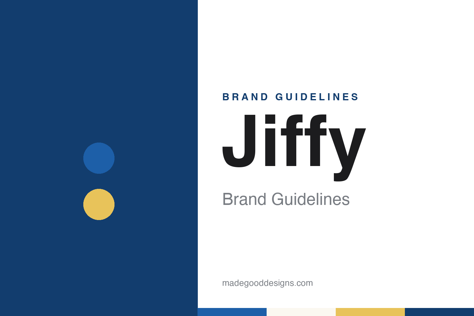 Jiffy brand guidelines — abstract colour discs and material texture (original homage; not a Jiffy product or logo)