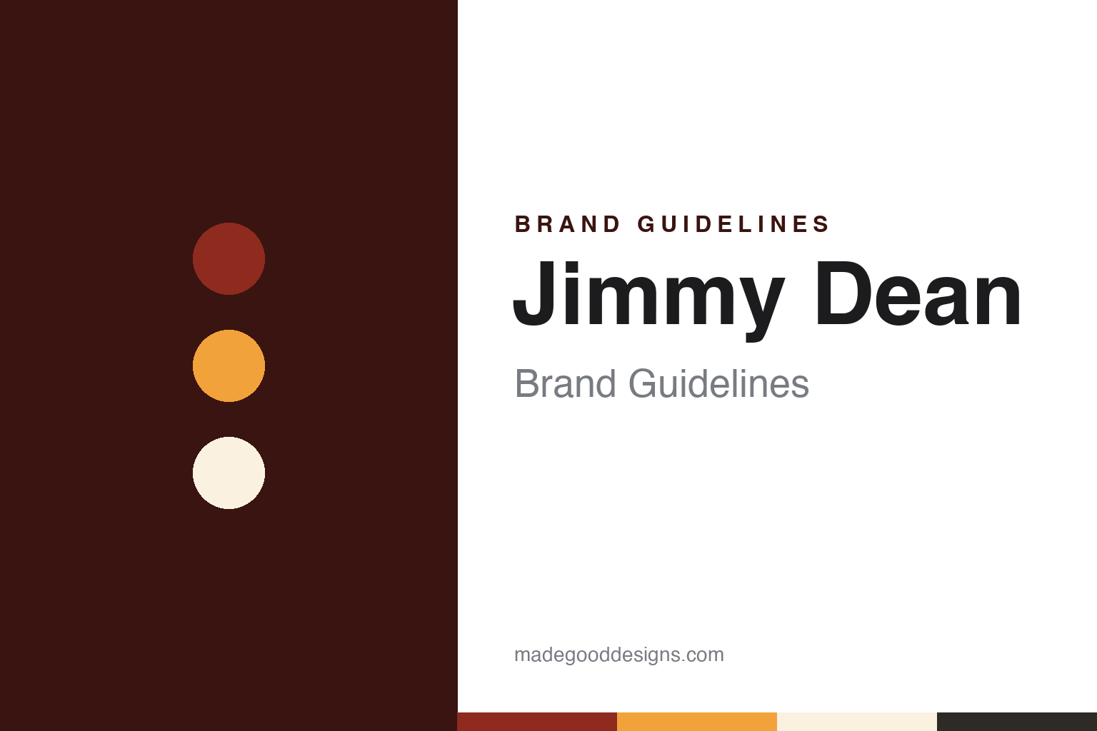 Jimmy Dean brand guidelines — abstract colour discs and material texture (original homage; not a Jimmy Dean product or logo)