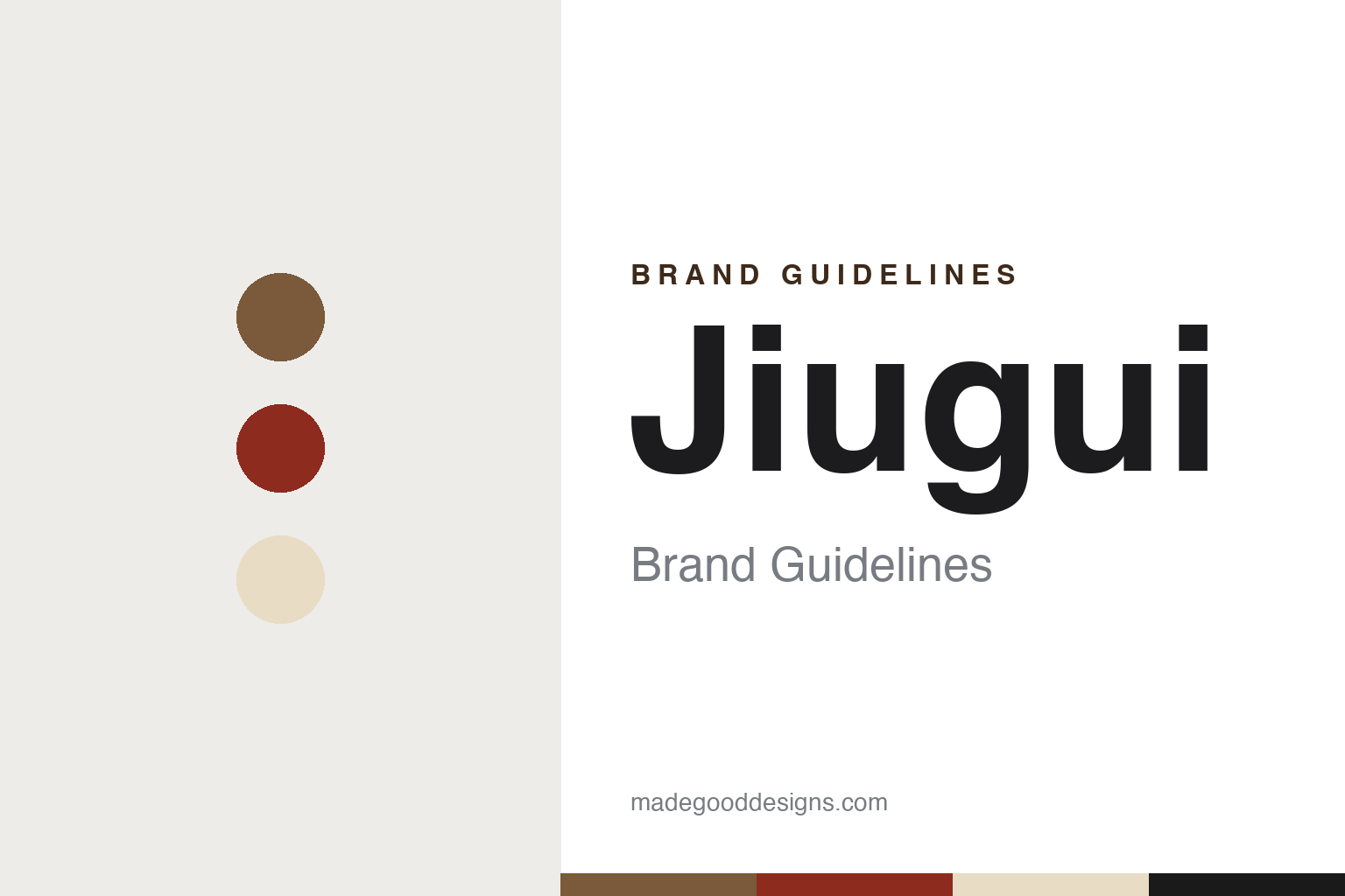 Jiugui brand guidelines — abstract colour discs and material texture (original homage; not a Jiugui product or logo)