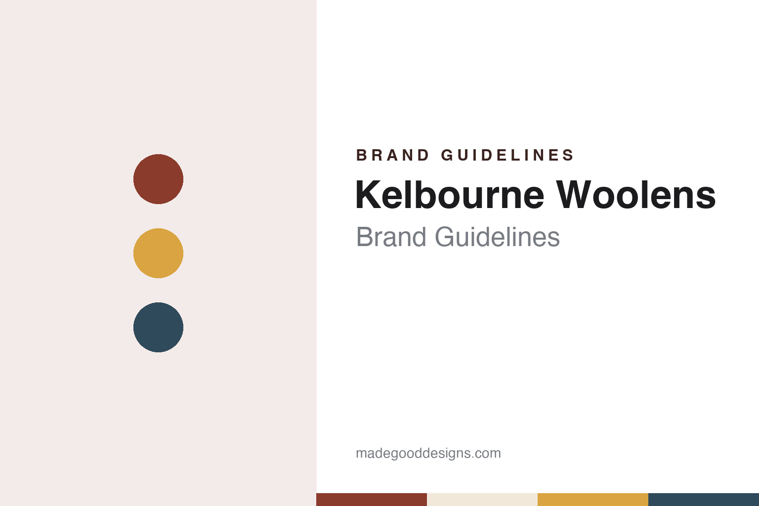 Kelbourne Woolens brand guidelines — abstract colour discs and material texture (original homage; not a Kelbourne Woolens product or logo)