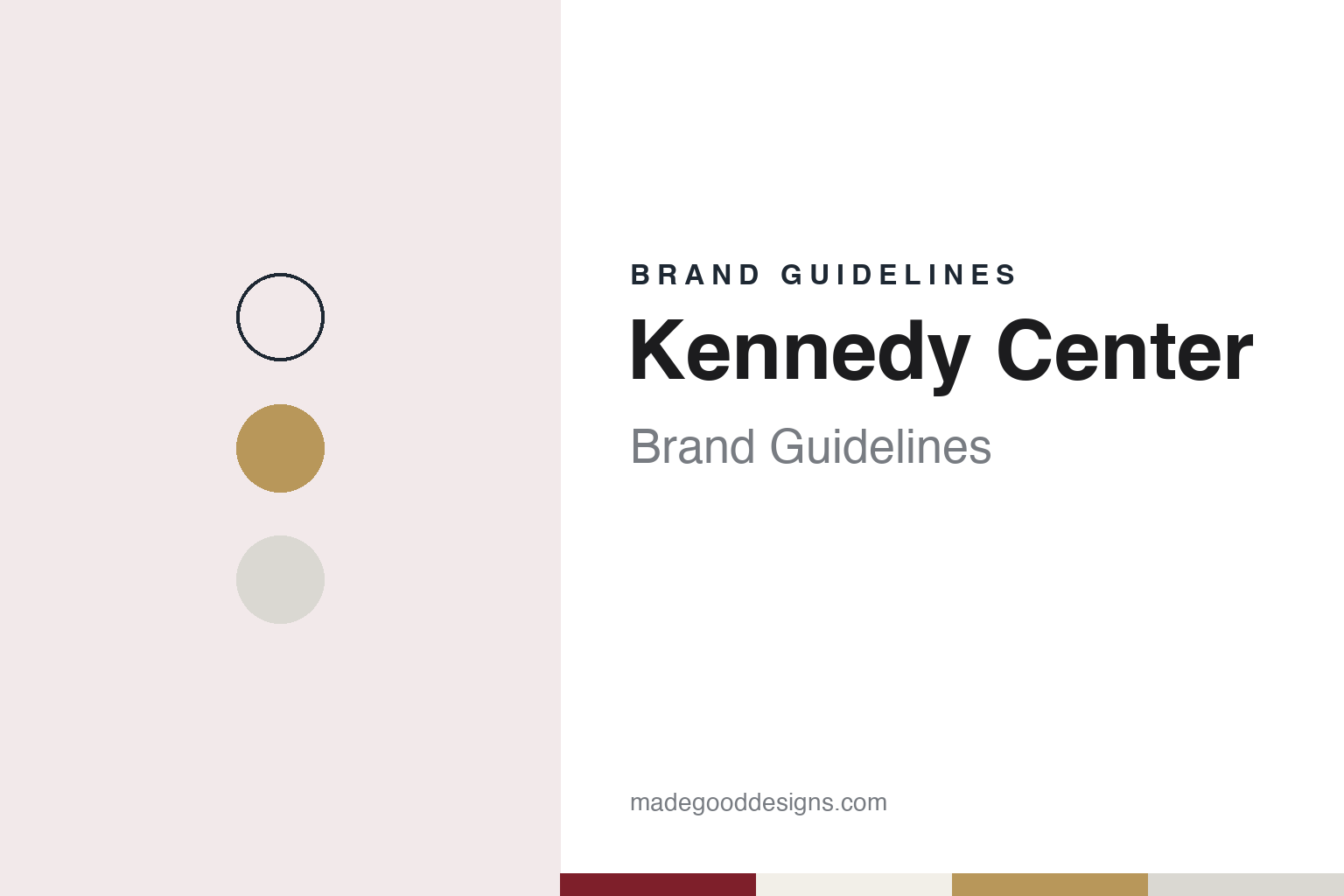 Kennedy Center brand guidelines — abstract colour discs and material texture (original homage; not a Kennedy Center product or logo)
