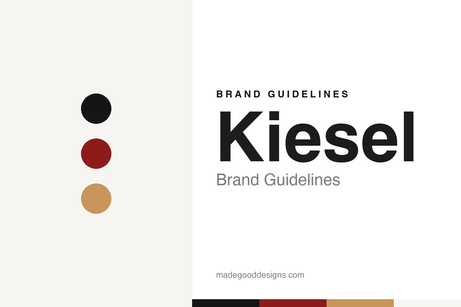 Kiesel brand guidelines — abstract colour discs and material texture (original homage; not a Kiesel product or logo)