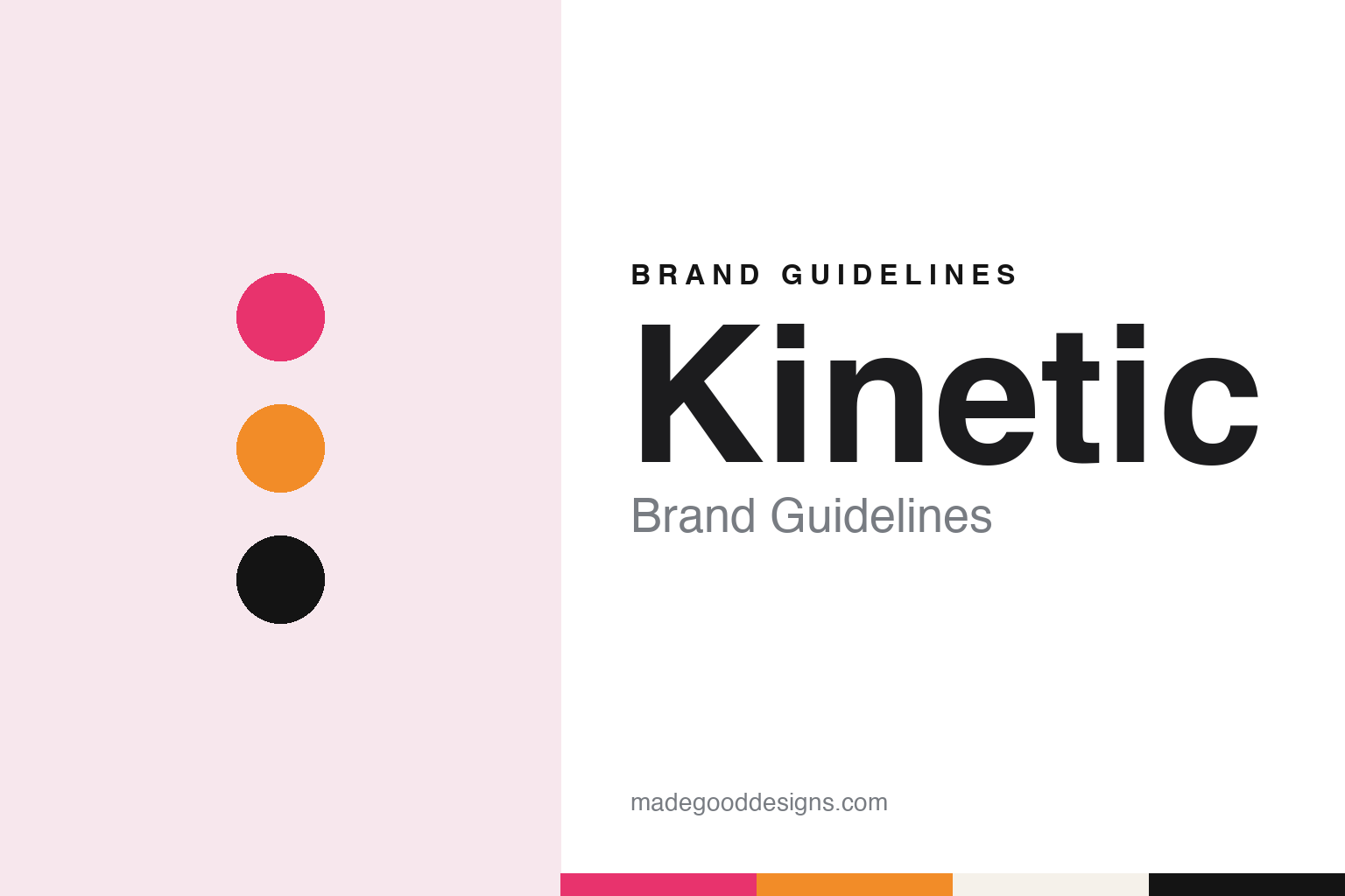 Kinetic brand guidelines — abstract colour discs and material texture (original homage; not a Kinetic product or logo)